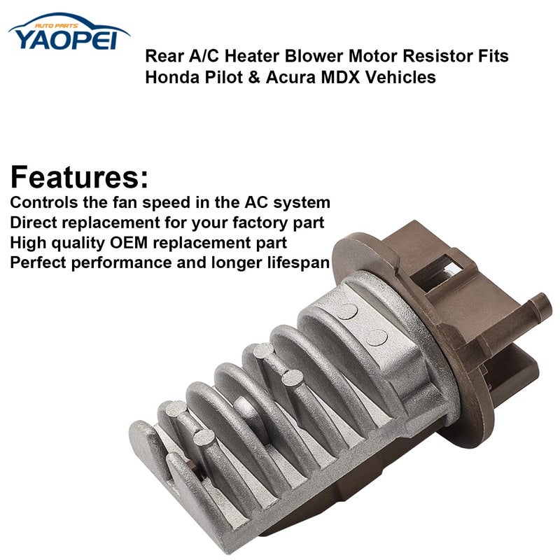 YAOPEI Rear Blower Motor Control Module Resistor 79330-S3V-A51 AC Heater Motor Blower Transistor Resistor Compatible with 2003-2008 Honda Pilot 2001-2006 Acura MDX Replaces JA1626 RU364 973-548 20286 4P1493 - Image 4